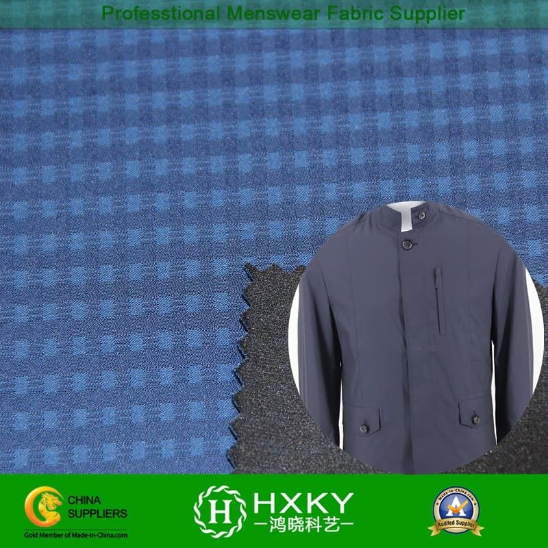 Memory Checked Dobby Compound Polyester Fabric for Apparel
